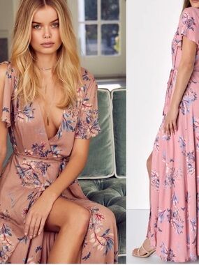 Lulu's Dusty Pink Floral Maxi Dress